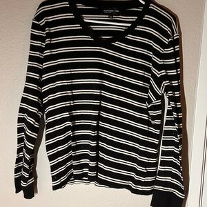 Jones new york black and white striped long sleeve
